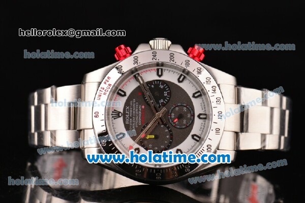 Rolex Daytona Brevet Asia 3836 Automatic Full Steel with White/Gray Dial and Stick Markers - Click Image to Close